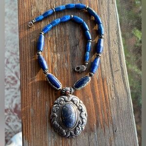 Vintage Persian Sterling and Lapis Lazuli Necklace